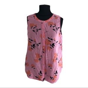 100% Linen Cynthia Rowley Sleeveless Floral Shirt